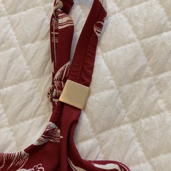 MIRACLESUIT Hibiskiss bathing suit bra TOP burgundy white Pompei bikini top 34D - Picture 8 of 15